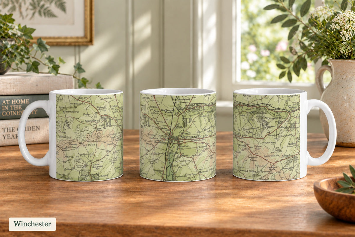Winchester historic map mug, Bartholomew Half-Inch, 1902 — product view 3