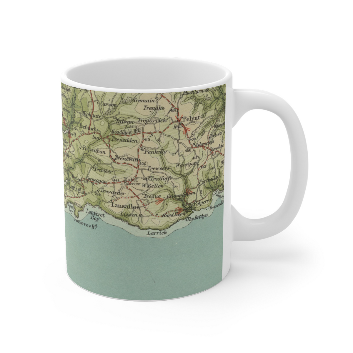 Fowey historic map mug, Bartholomew Half-Inch, 1903 — product view 3