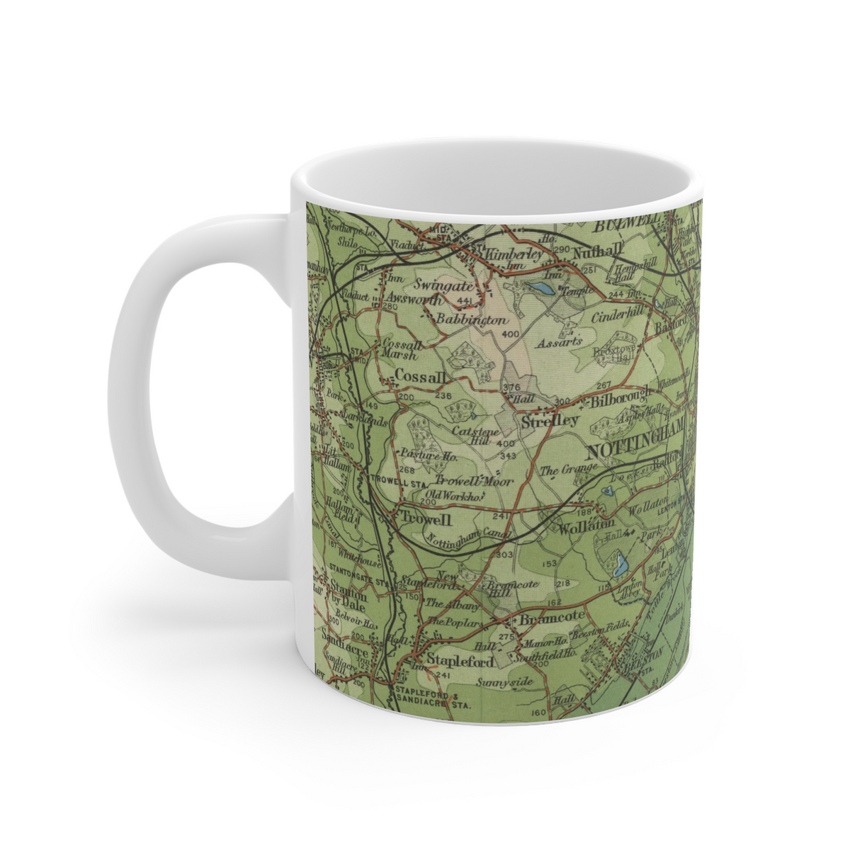 Nottingham historic map mug, Bartholomew Half-Inch, 1902 — product view 3