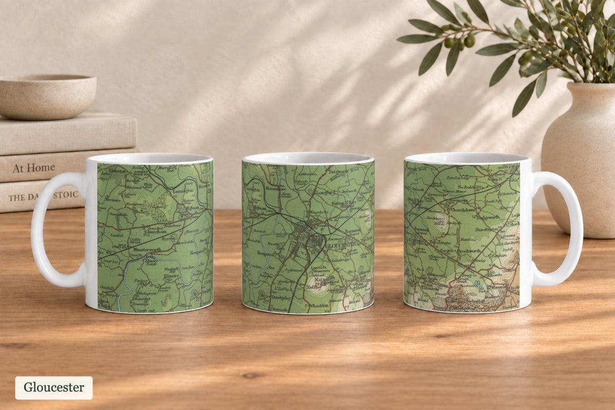 Gloucester historic map mug, Bartholomew Half-Inch, 1902 — product view 3