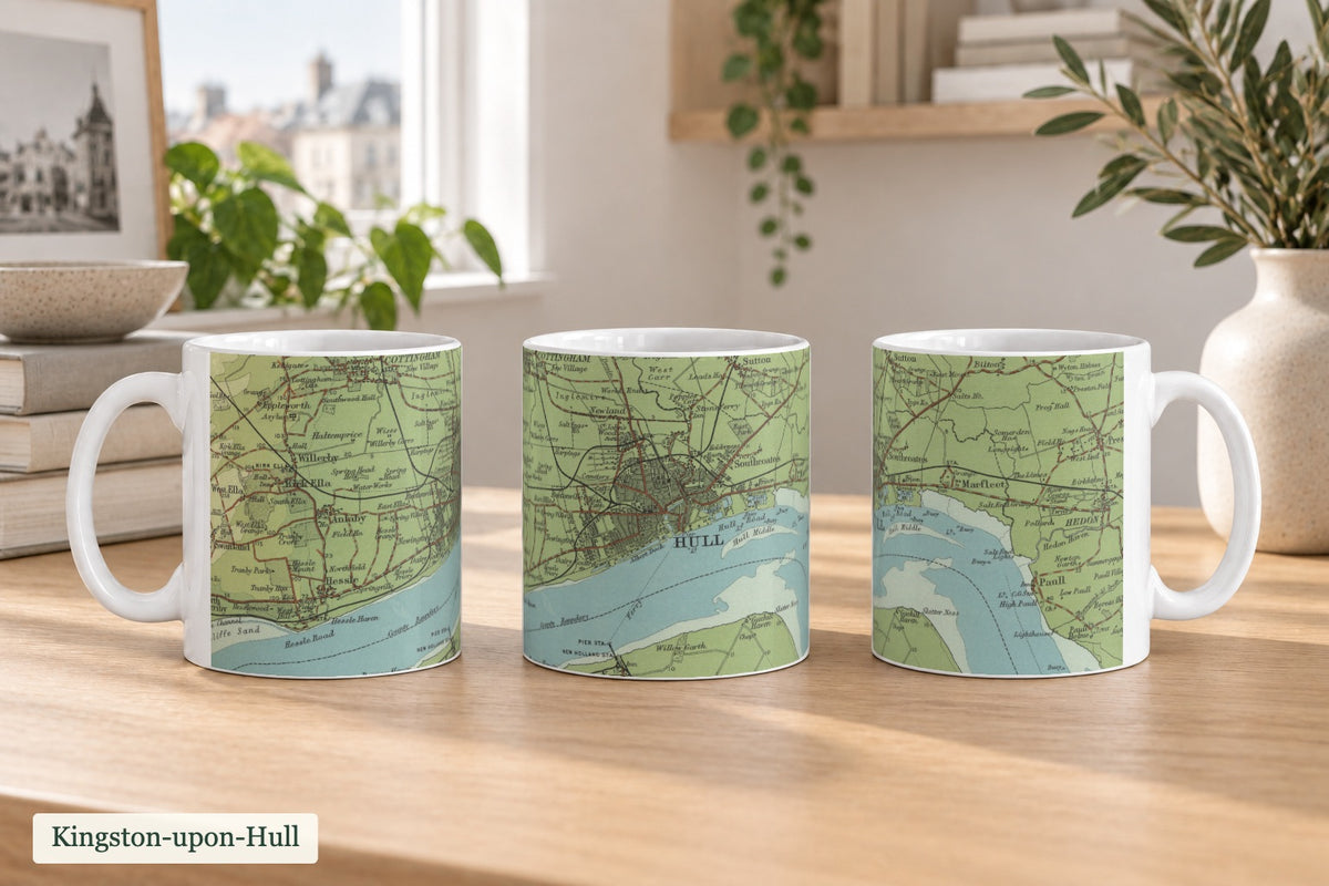 Kingston-upon-Hull historic map mug, Bartholomew Half-Inch, 1902 — product view 3