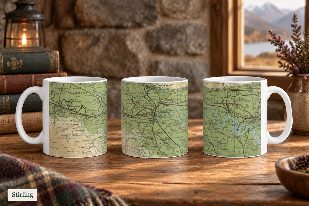 Stirling historic map mug, Bartholomew Half-Inch, 1903 — product view 3