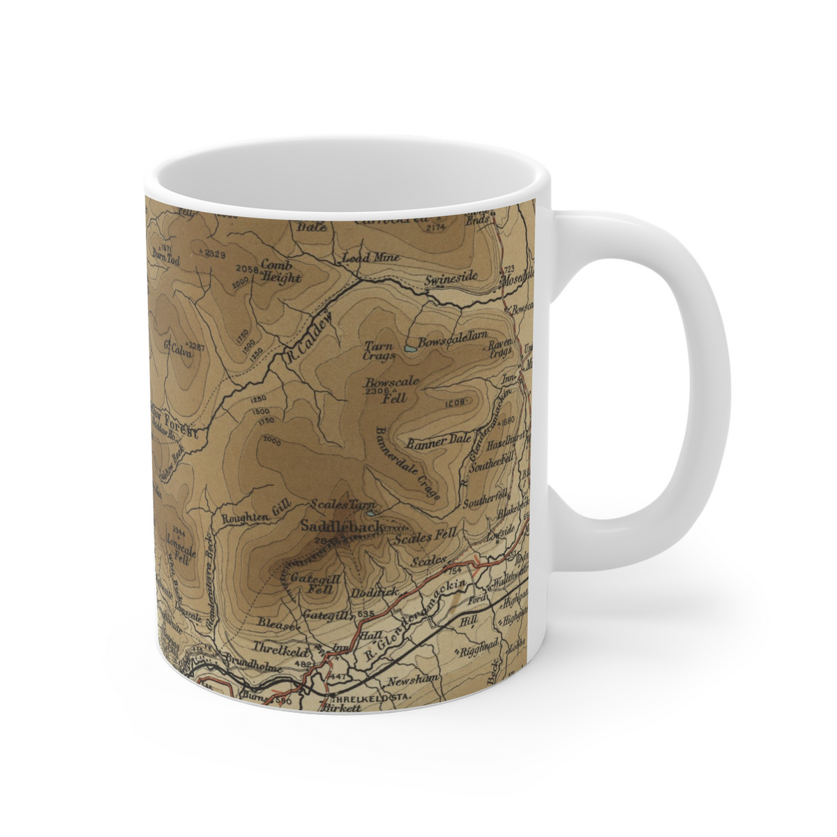 Skiddaw historic map mug, Bartholomew Half-Inch, 1903 — product view 3