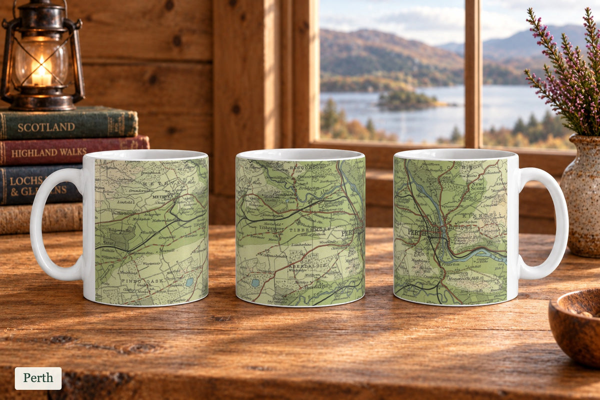 Perth historic map mug, Bartholomew Half-Inch, 1903 — product view 3