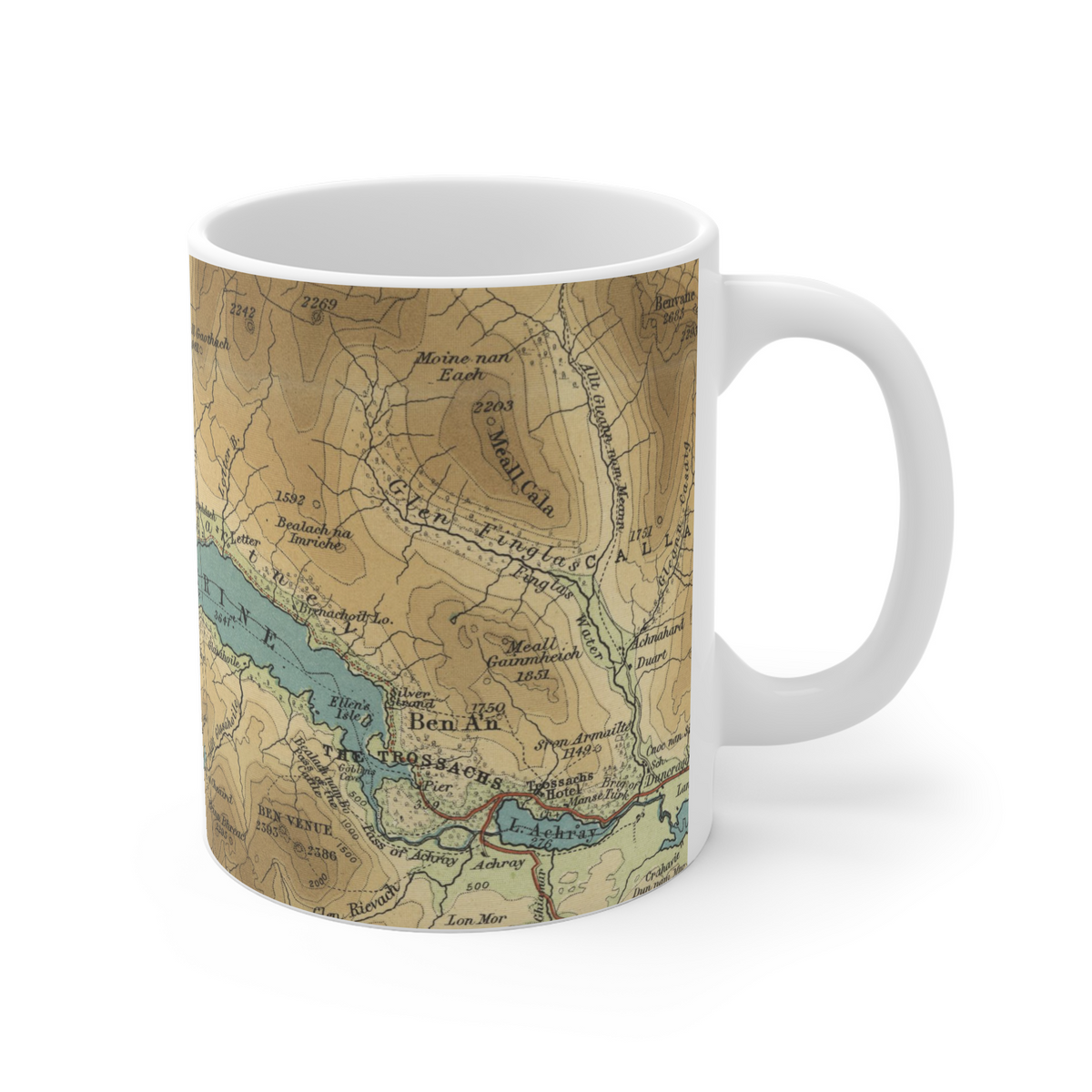 Loch Katrine historic map mug, Bartholomew Half-Inch, 1903 — product view 3