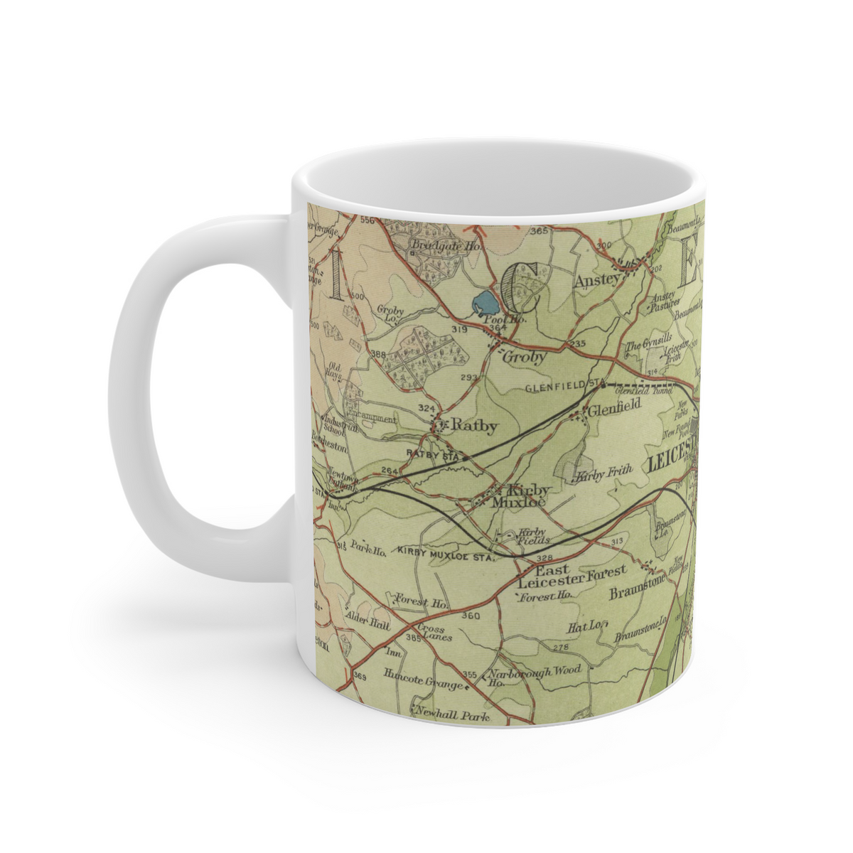 Leicester historic map mug, Bartholomew Half-Inch, 1903 — product view 3