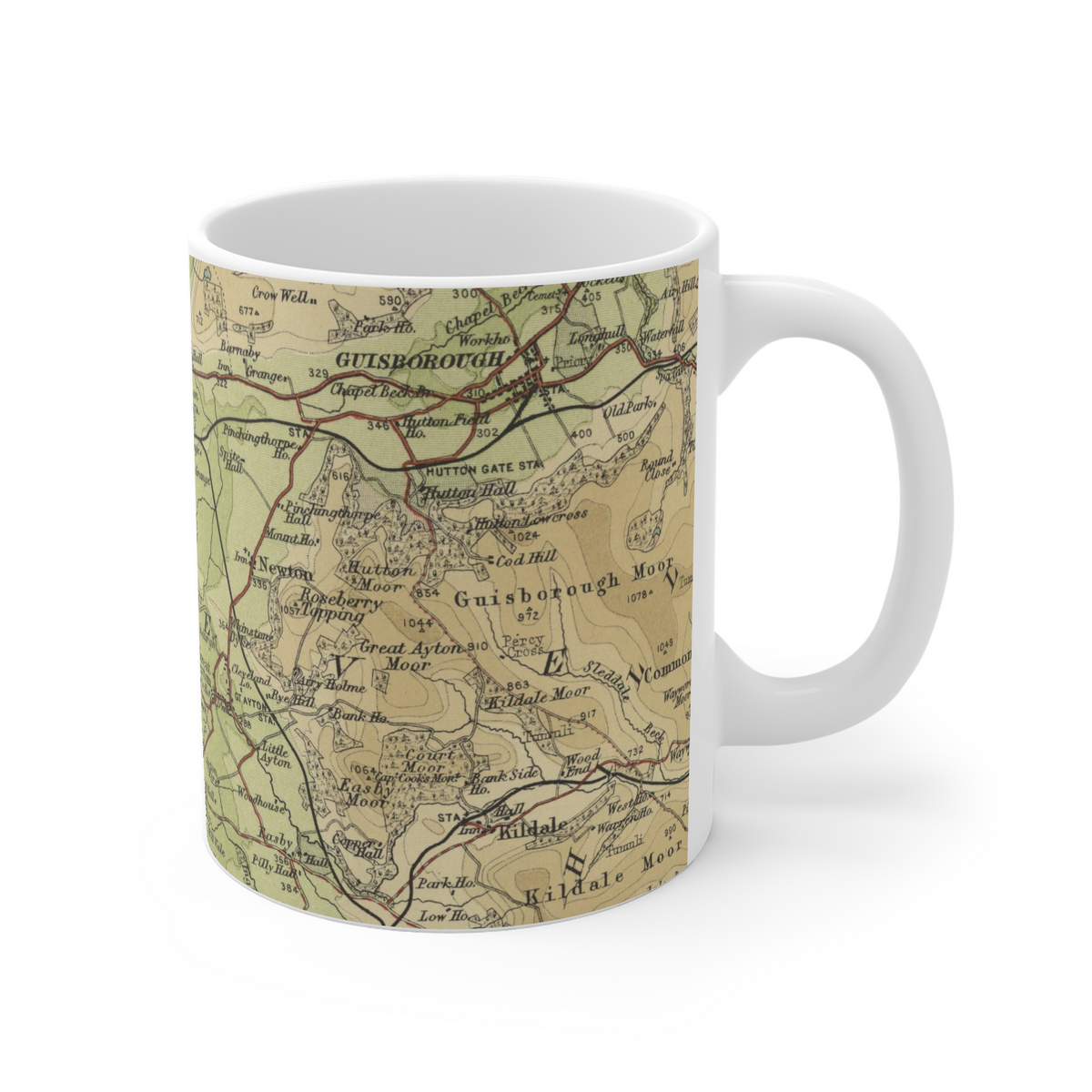 Roseberry Topping historic map mug, Bartholomew Half-Inch, 1904 — product view 3