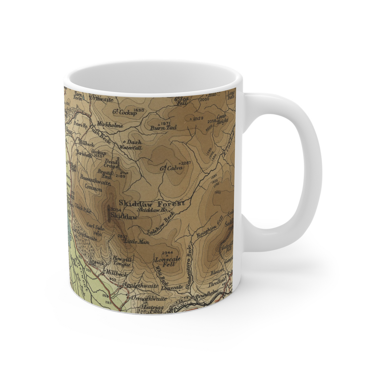 Bassenthwaite Lake historic map mug, Bartholomew Half-Inch, 1903 — product view 3