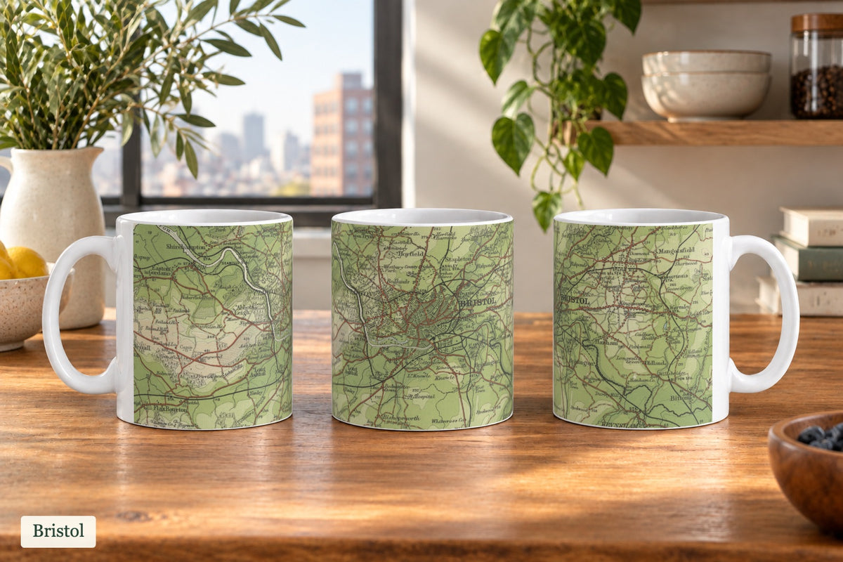 Bristol historic map mug, Bartholomew Half-Inch, 1904 — product view 3