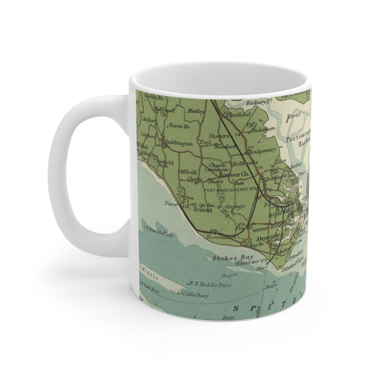 Portsmouth historic map mug, Bartholomew Half-Inch, 1902 — product view 3