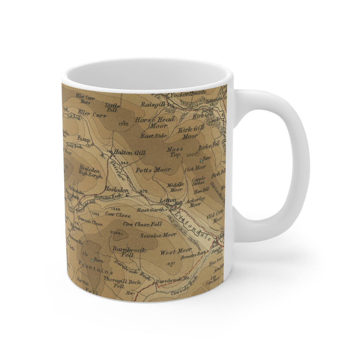 Ingleborough historic map mug, Bartholomew Half-Inch, 1906 — product view 3
