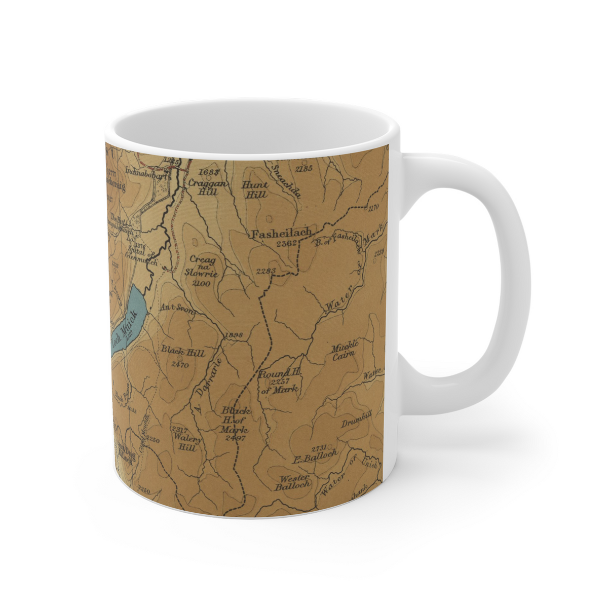 Loch Muick historic map mug, Bartholomew Half-Inch, 1902 — product view 3