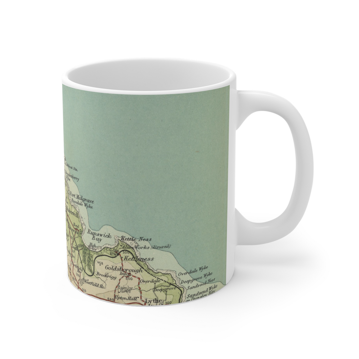 Staithes historic map mug, Bartholomew Half-Inch, 1903 — product view 3