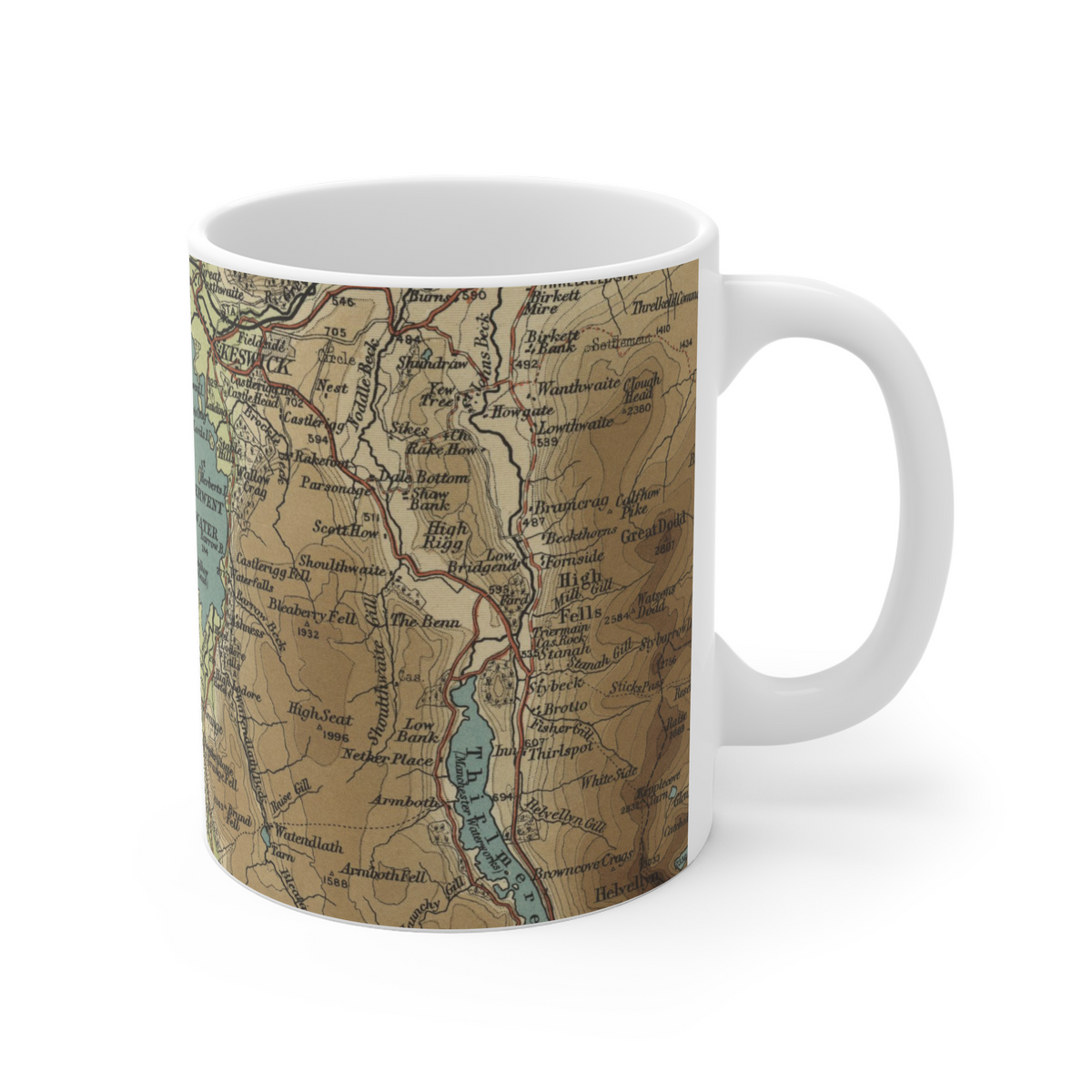 Cat Bells historic map mug, Bartholomew Half-Inch, 1903 — product view 3