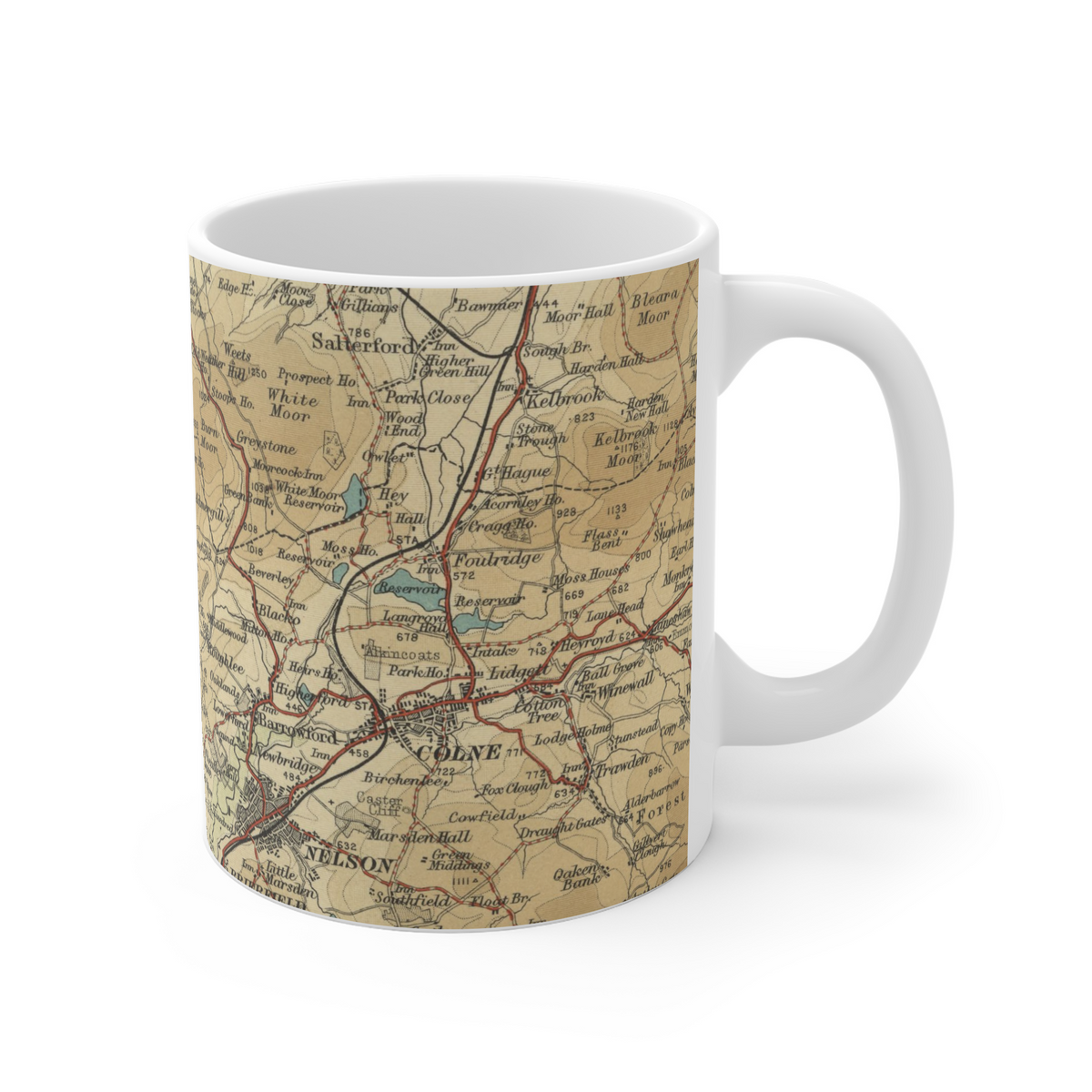Pendle Hill historic map mug, Bartholomew Half-Inch, 1906 — product view 3