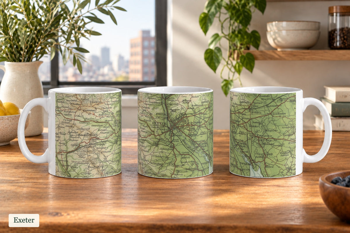 Exeter historic map mug, Bartholomew Half-Inch, 1903 — product view 3