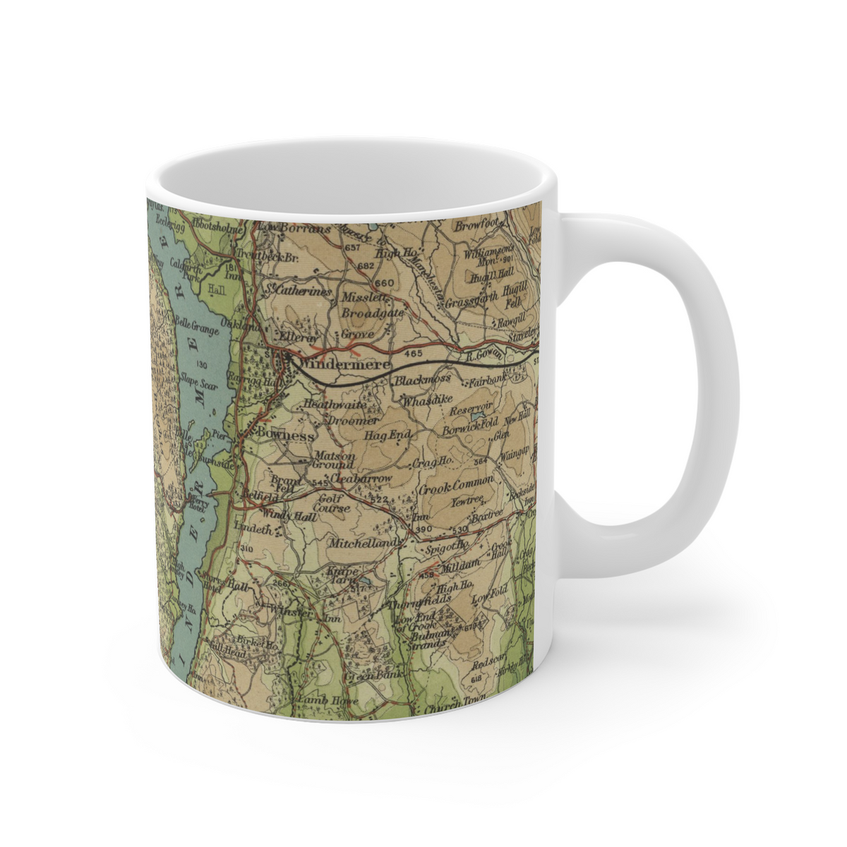 Esthwaite Water historic map mug, Bartholomew Half-Inch, 1903 — product view 3