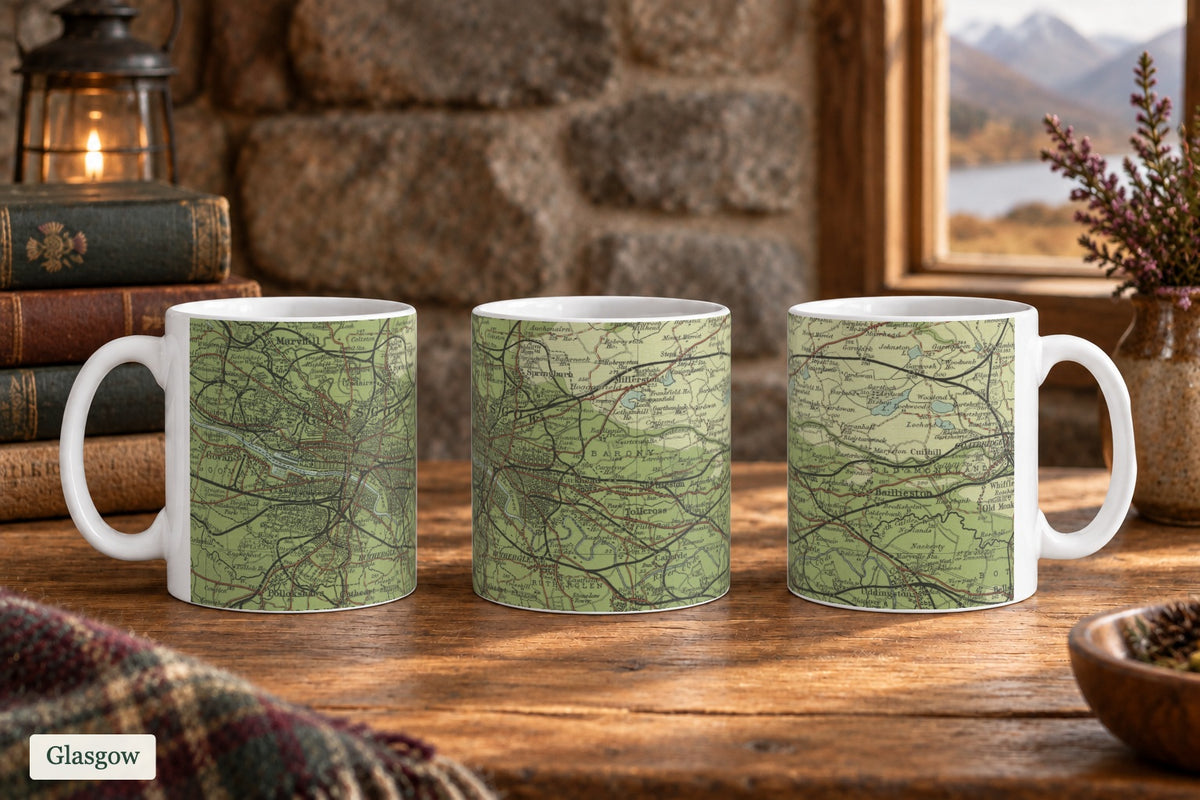 Glasgow historic map mug, Bartholomew Half-Inch, 1903 — product view 3