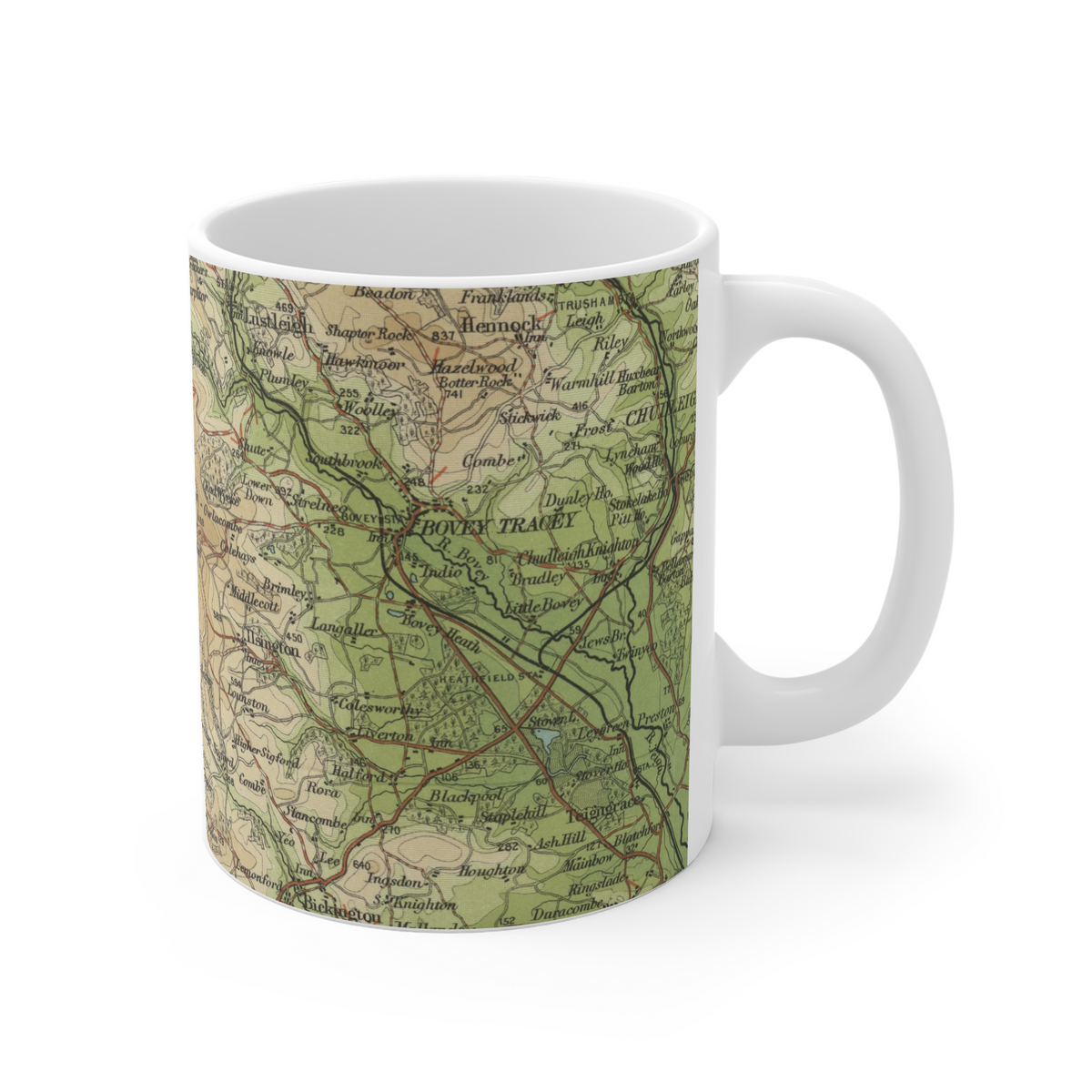 Haytor historic map mug, Bartholomew Half-Inch, 1903 — product view 3