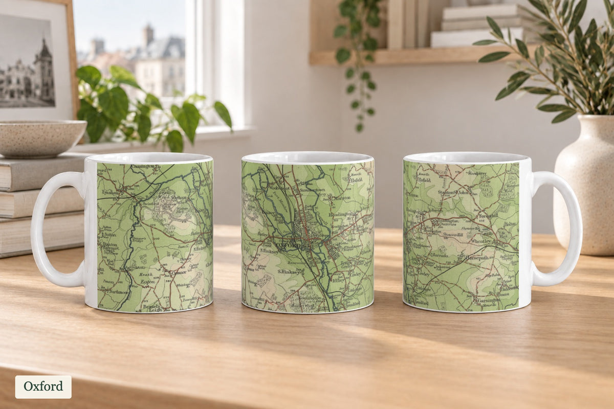 Oxford historic map mug, Bartholomew Half-Inch, 1903 — product view 3