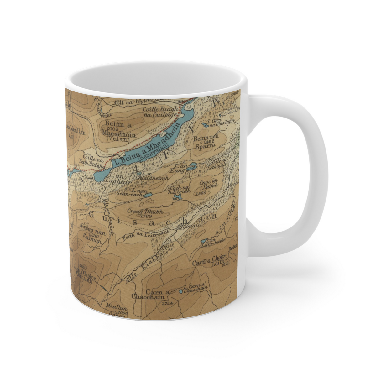 Loch Affric historic map mug, Bartholomew Half-Inch, 1902 — product view 3