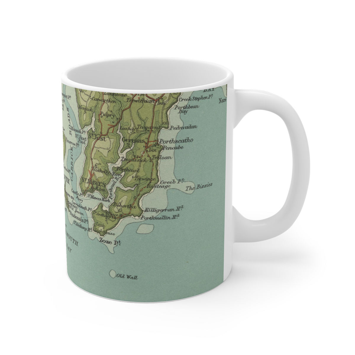 Falmouth historic map mug, Bartholomew Half-Inch, 1903 — product view 3