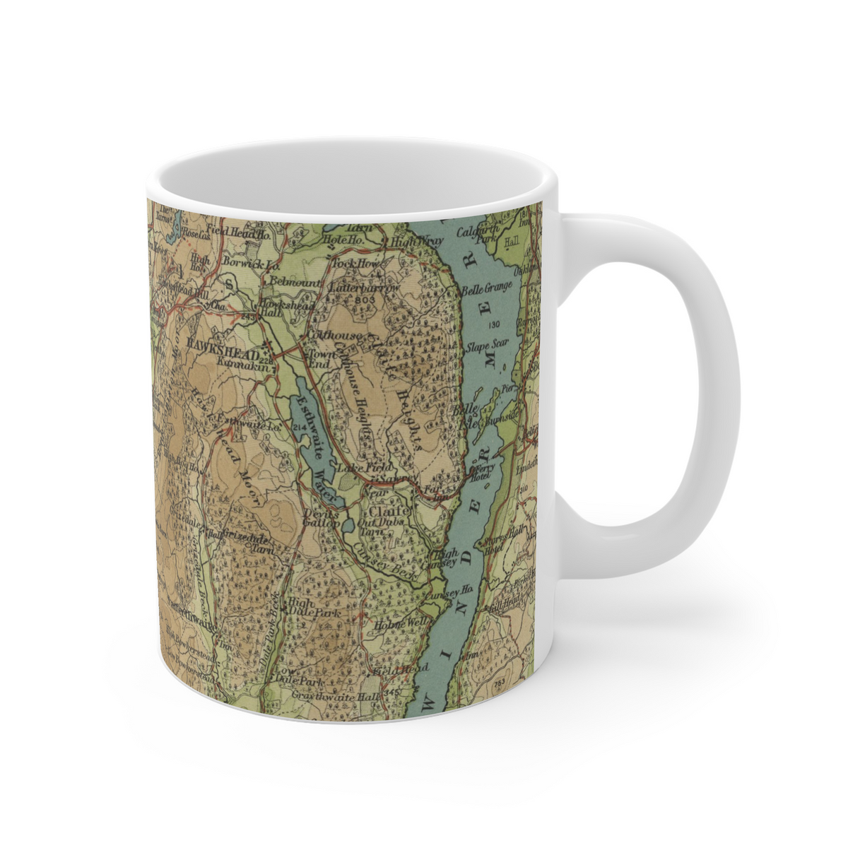 Coniston Water historic map mug, Bartholomew Half-Inch, 1903 — product view 3