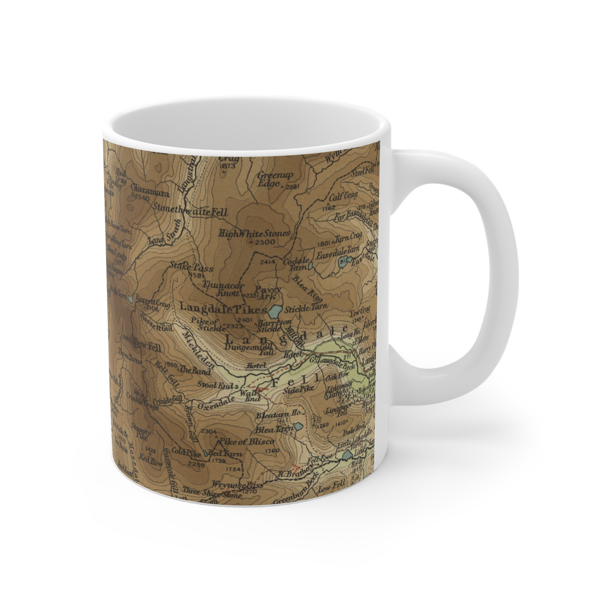 Scafell Pike historic map mug, Bartholomew Half-Inch, 1903 — product view 3