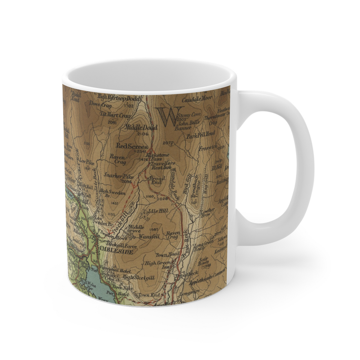 Grasmere historic map mug, Bartholomew Half-Inch, 1903 — product view 3