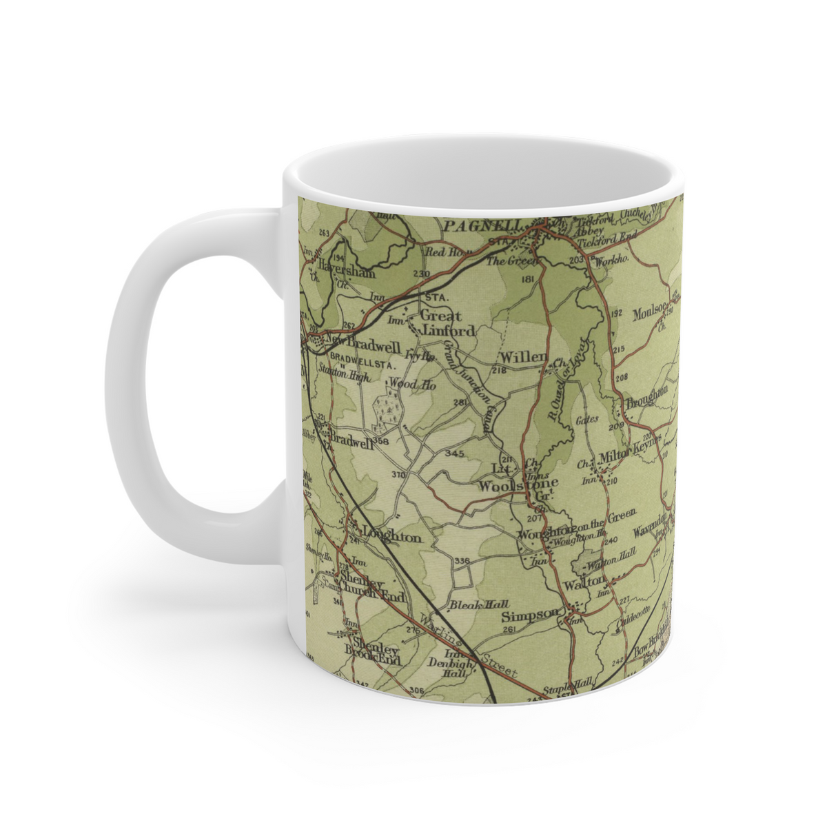 Milton Keynes historic map mug, Bartholomew Half-Inch, 1903 — product view 3