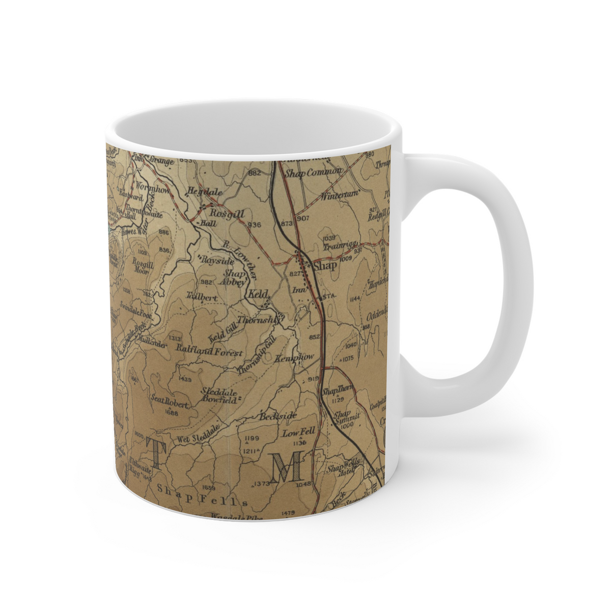 Haweswater historic map mug, Bartholomew Half-Inch, 1903 — product view 3