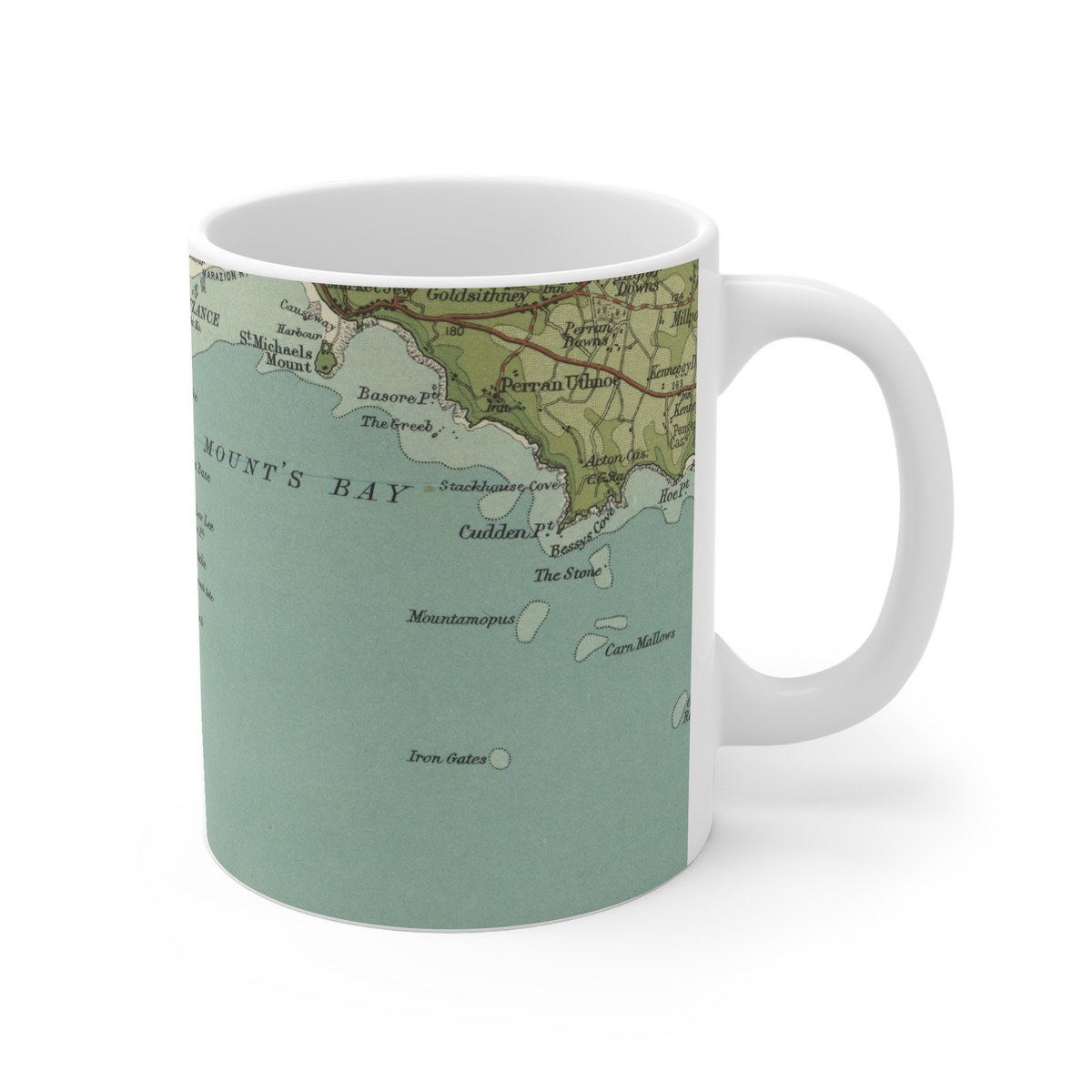 Mousehole historic map mug, Bartholomew Half-Inch, 1903 — product view 3