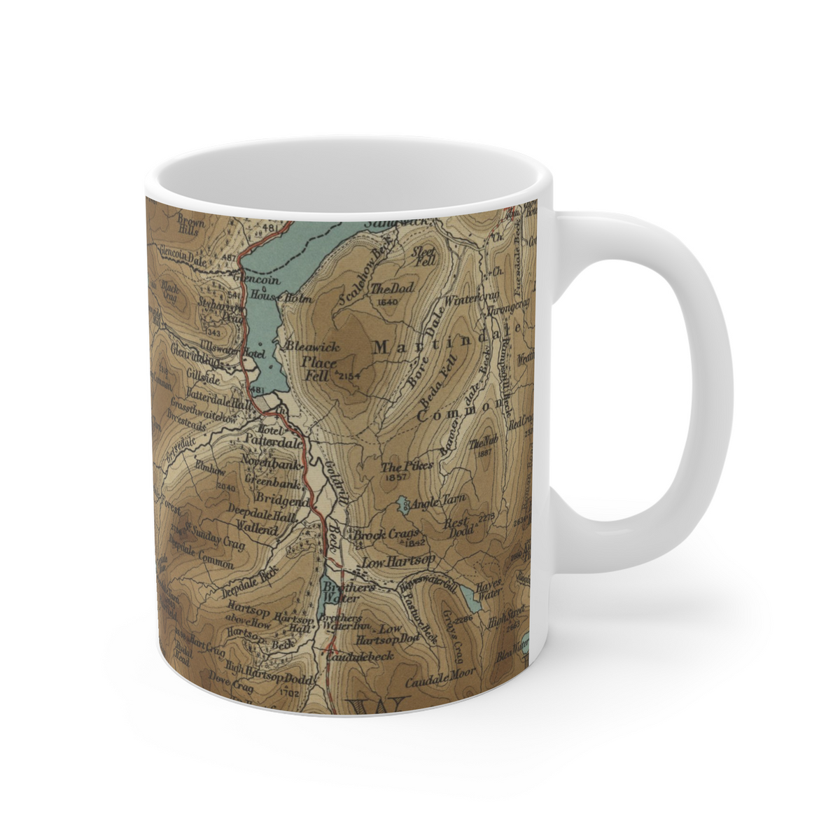 Helvellyn historic map mug, Bartholomew Half-Inch, 1903 — product view 3