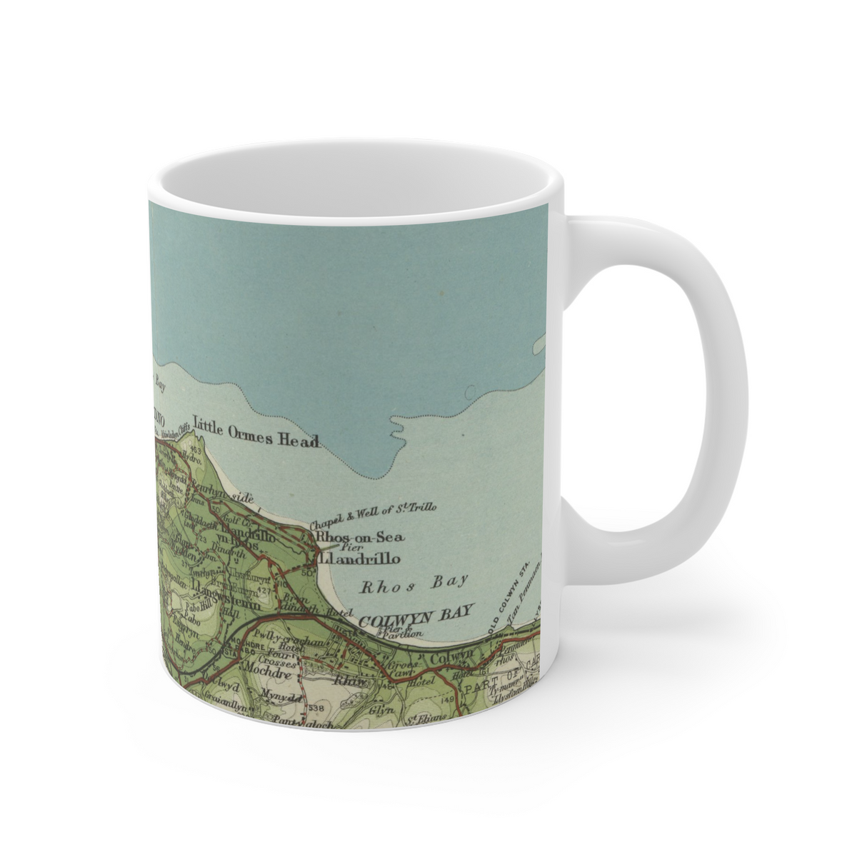 Llandudno historic map mug, Bartholomew Half-Inch, 1904 — product view 3