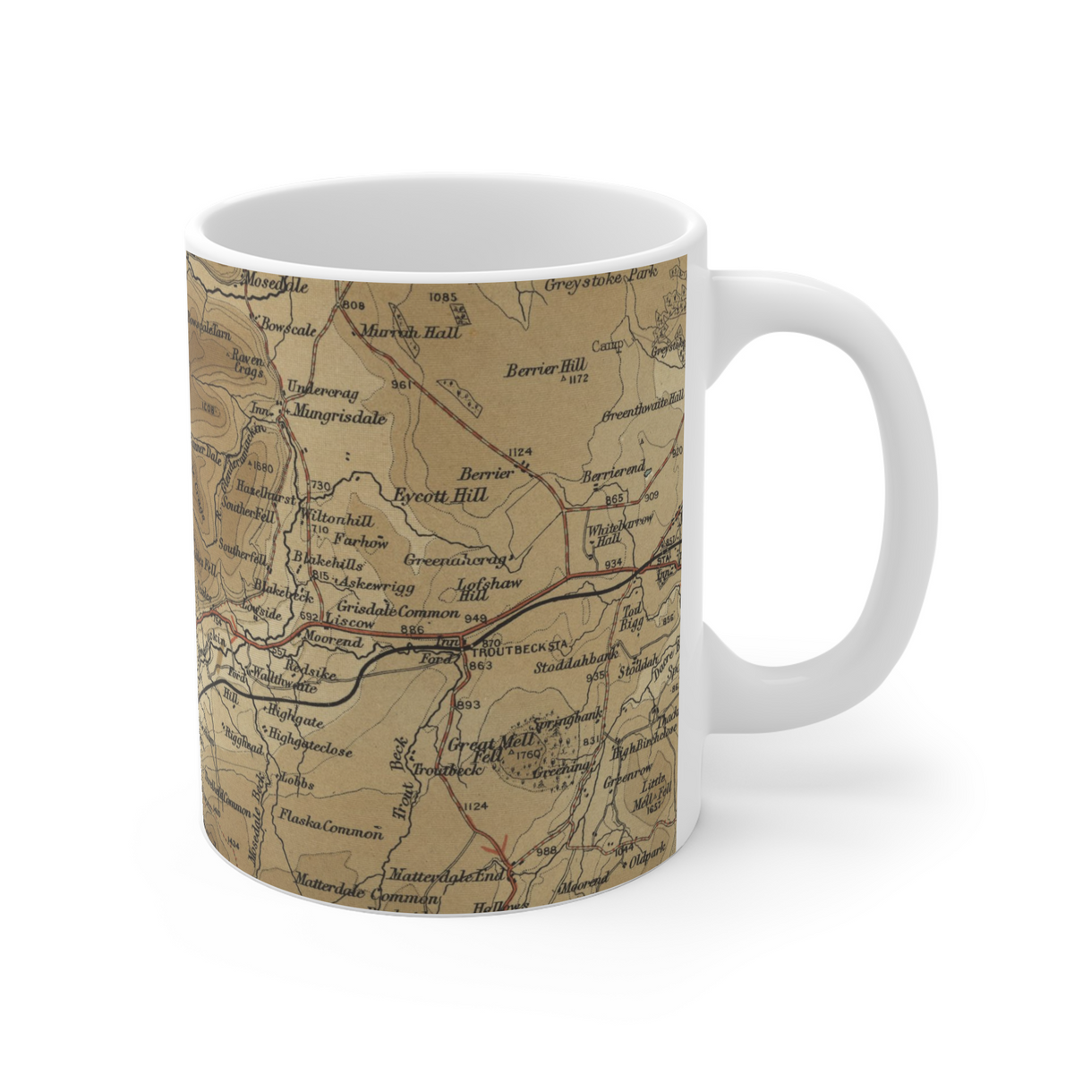 Blencathra historic map mug, Bartholomew Half-Inch, 1903 — product view 3