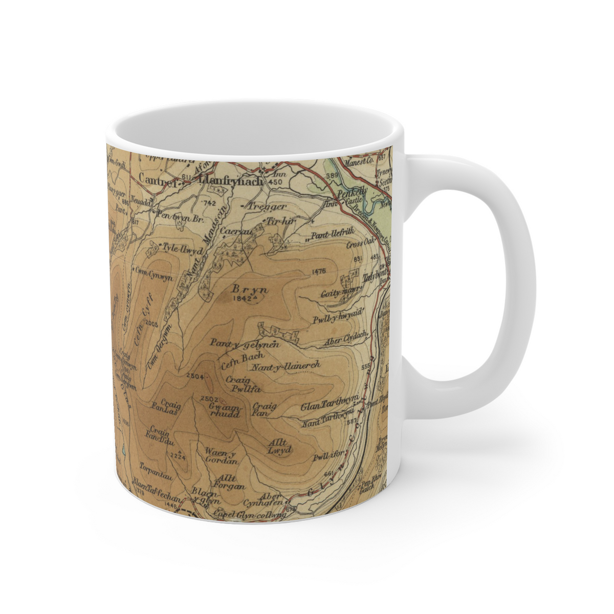 Pen y Fan historic map mug, Bartholomew Half-Inch, 1903 — product view 3