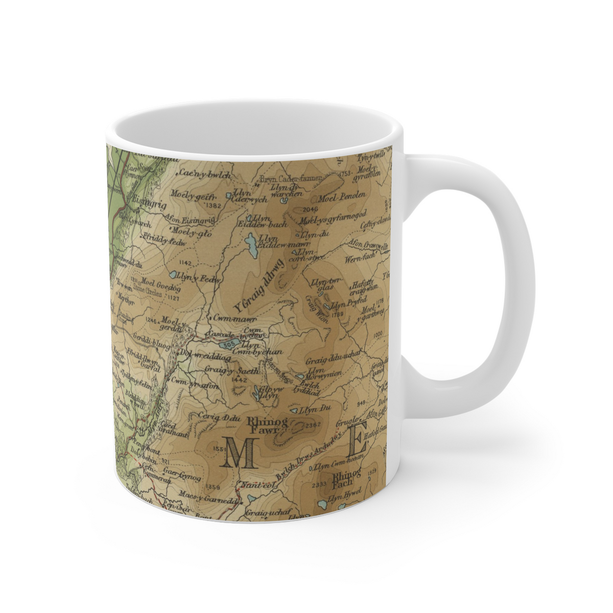 Harlech historic map mug, Bartholomew Half-Inch, 1904 — product view 3