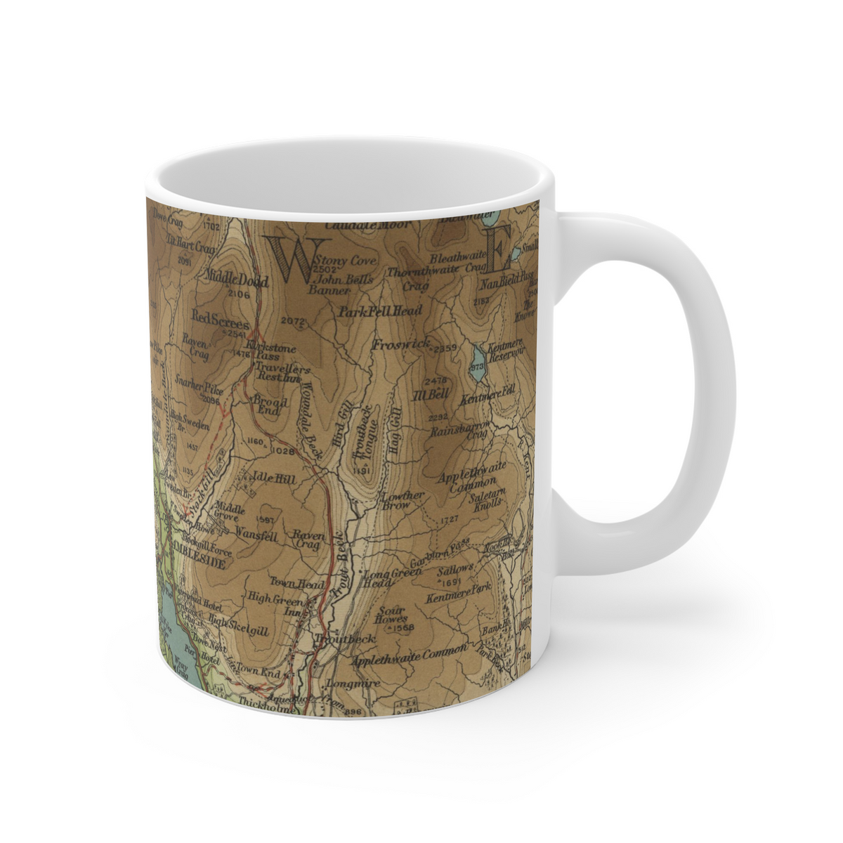 Rydal Water historic map mug, Bartholomew Half-Inch, 1903 — product view 3