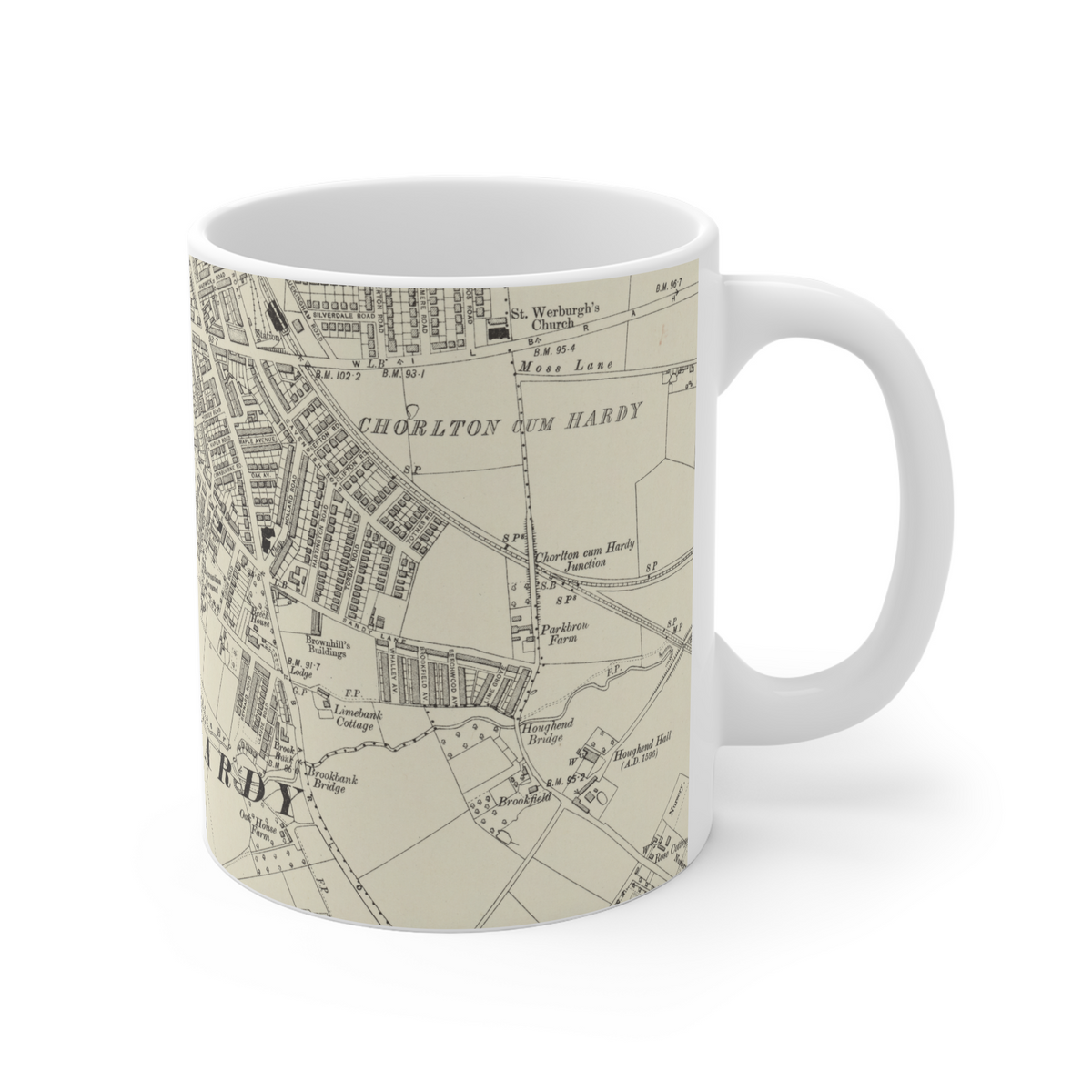 Chorlton-cum-Hardy historic map mug, Ordnance Survey 6-inch, Second Edition — product view 3