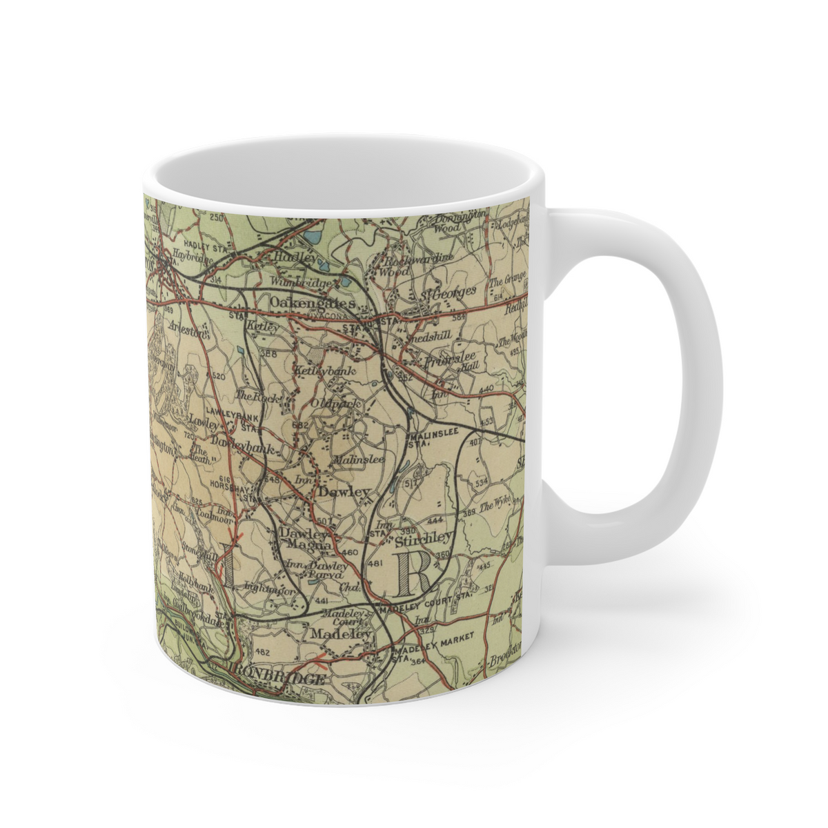 The Wrekin historic map mug, Bartholomew Half-Inch, 1903 — product view 3