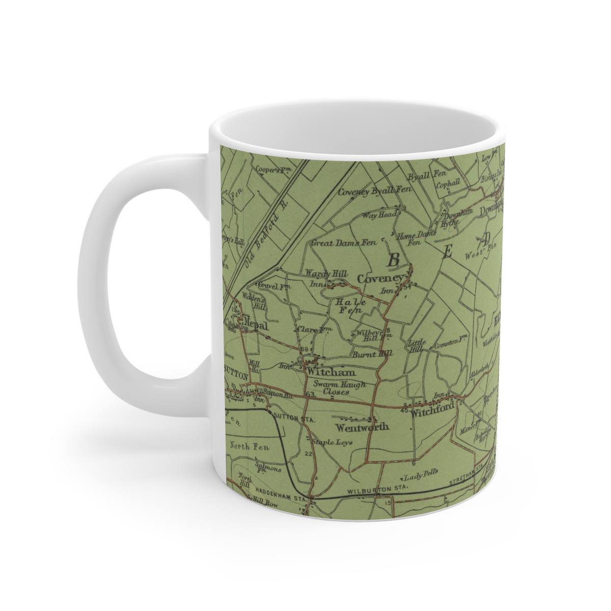 Ely historic map mug, Bartholomew Half-Inch, 1902 — product view 3