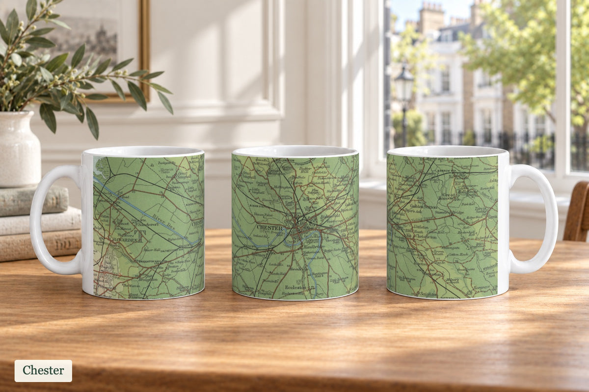 Chester historic map mug, Bartholomew Half-Inch, 1902 — product view 3