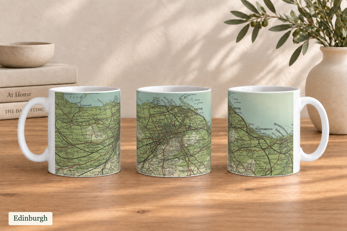 Edinburgh historic map mug, Bartholomew Half-Inch, 1903 — product view 3
