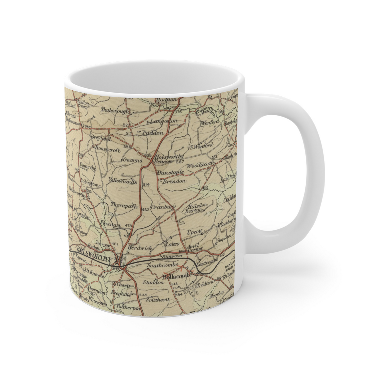 Bude historic map mug, Bartholomew Half-Inch, 1903 — product view 3