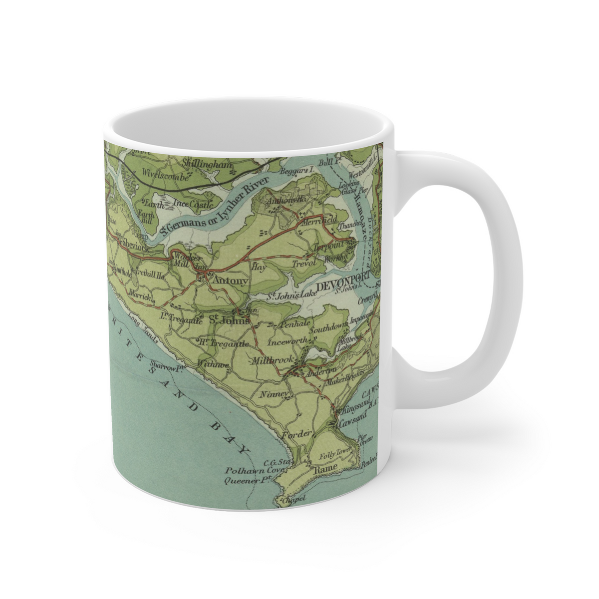 Looe historic map mug, Bartholomew Half-Inch, 1903 — product view 3