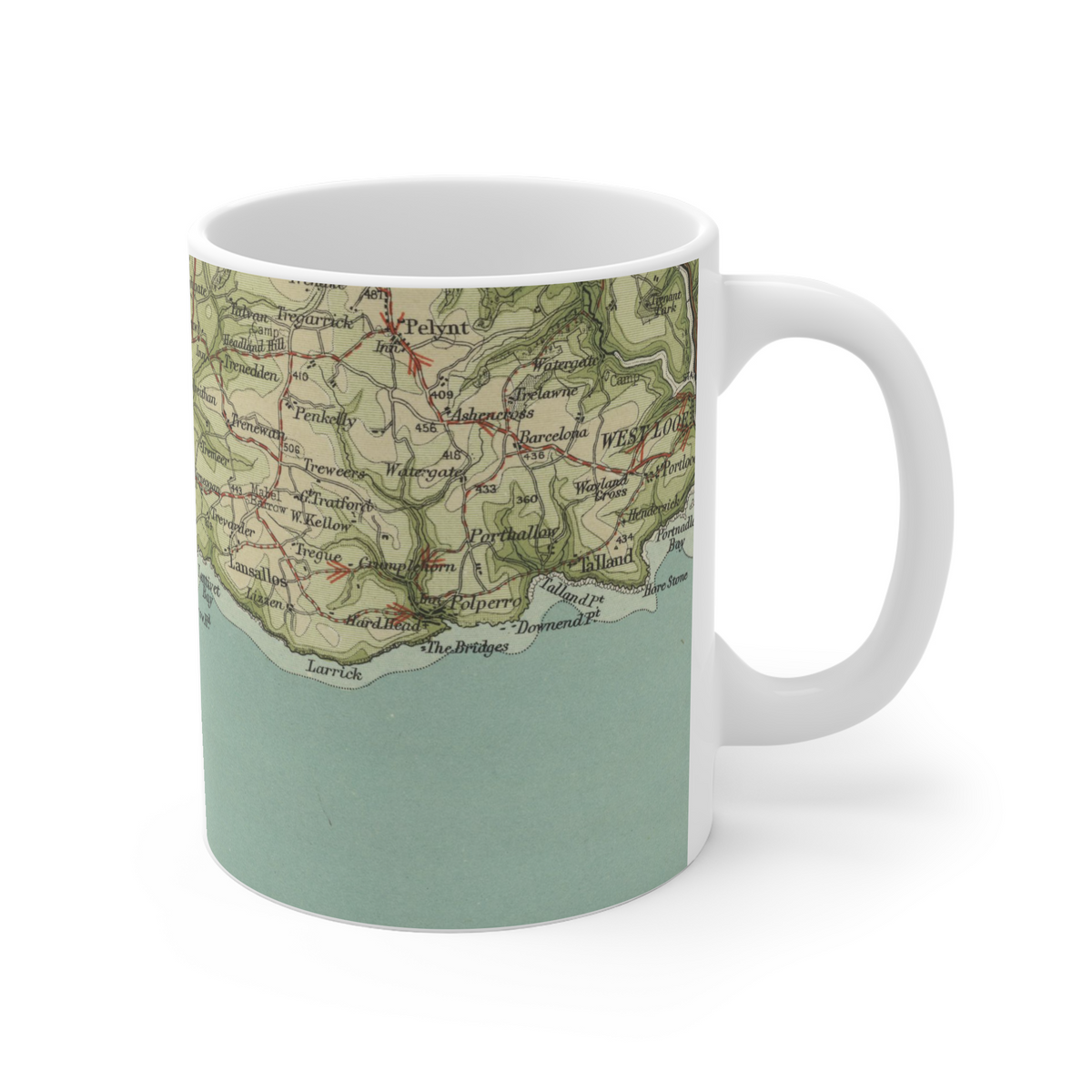Polperro historic map mug, Bartholomew Half-Inch, 1903 — product view 3