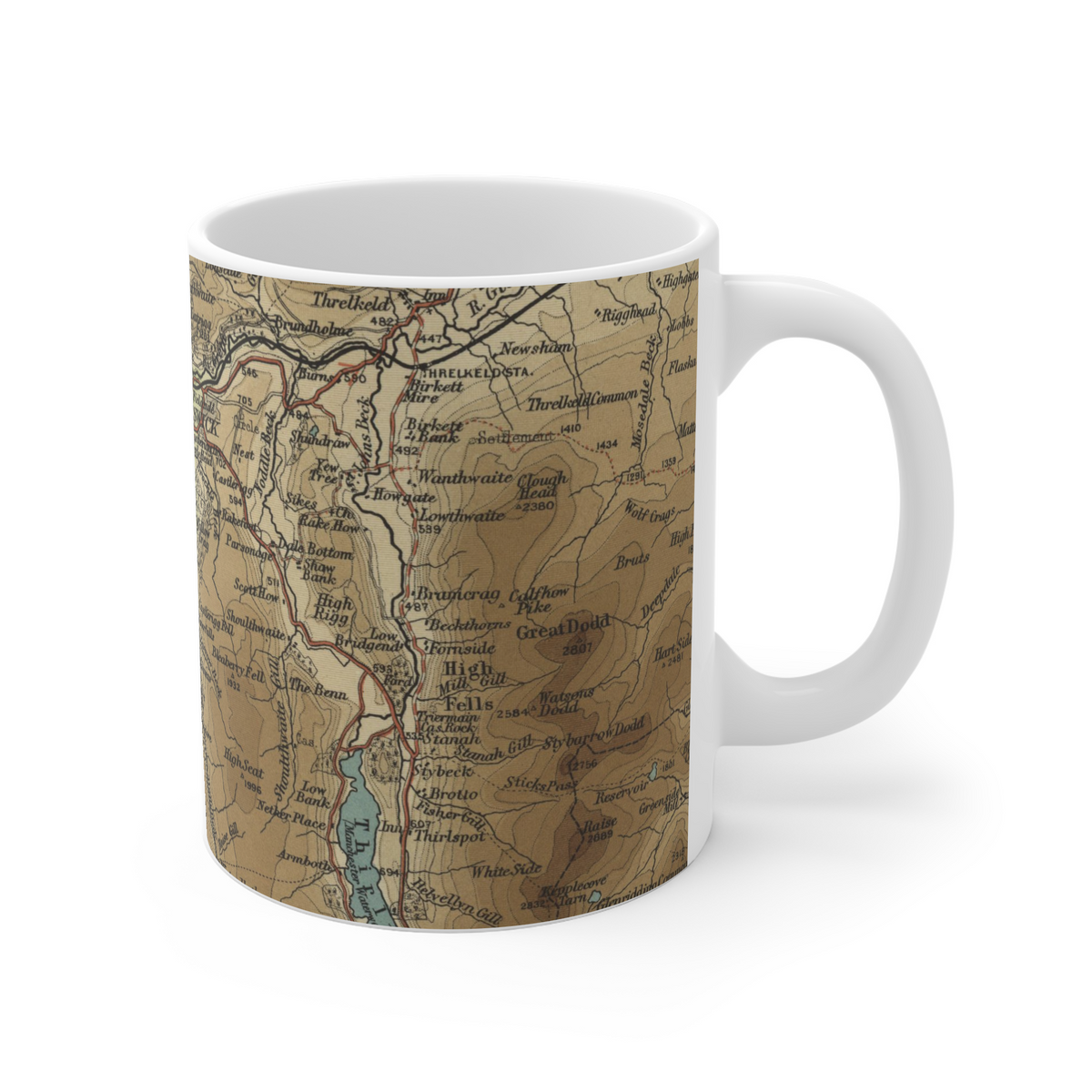 Derwentwater historic map mug, Bartholomew Half-Inch, 1903 — product view 3