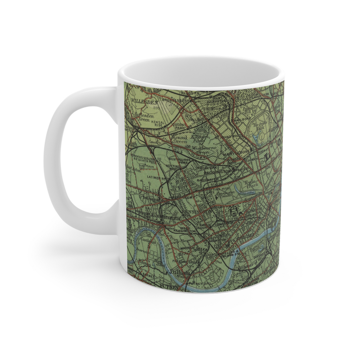 London historic map mug, Bartholomew Half-Inch, 1903 — product view 3