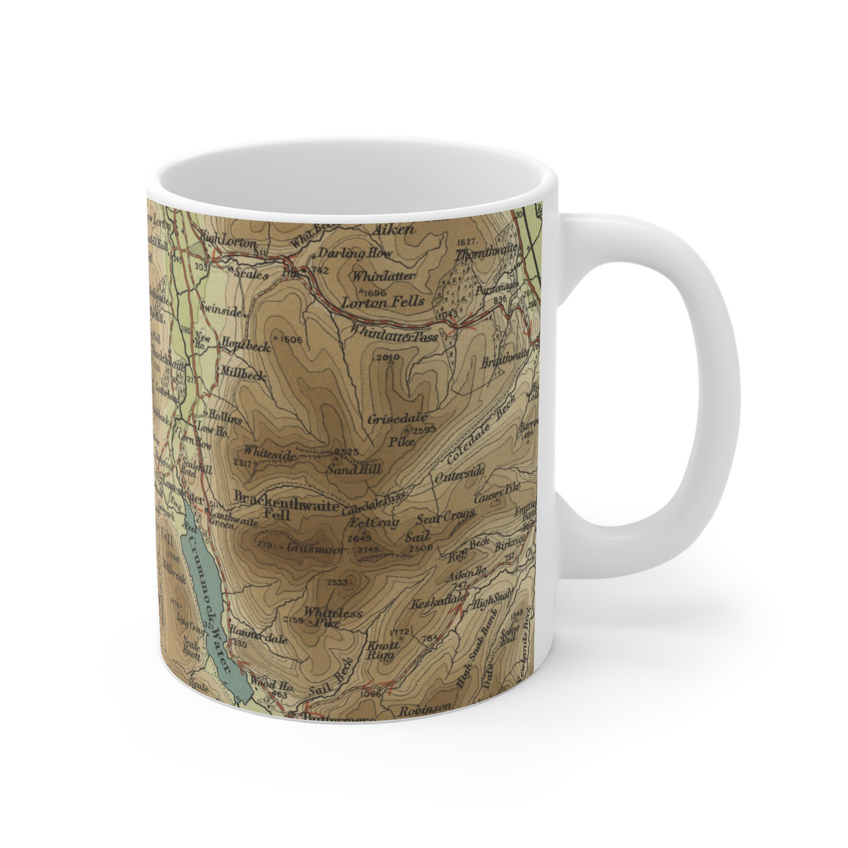Loweswater historic map mug, Bartholomew Half-Inch, 1903 — product view 3