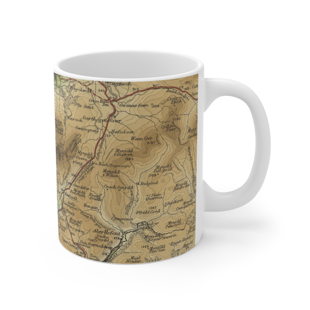 Cader Idris historic map mug, Bartholomew Half-Inch, 1905 — product view 3